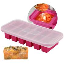 Moldes de congelador de silicone AgiGear com tampas para sopa e molho vermelho Moldes de congelador de silicone AgiGear com tampas para sopa e molho vermelho
