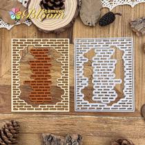 Moldes De Corte Metálicos Em Forma De Quadro De Parede De Tijolo Quebrado Retro Para Scrapbooking E