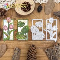 Moldes De Corte Metálicos Para Scrapbooking Com Flores E Folhas De Tulipas Monstera Deliciosa Em