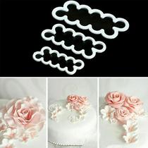 Moldes de panelas de bolo 3pcs plástico rosa flor bolo fondant ferramentas de cobertura molde de decoração sugarcraft