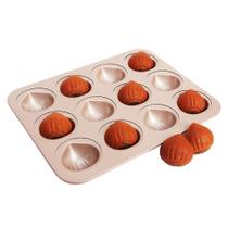 Moldes de panelas de bolo forma de castanha 12 cavidades madeleine muffin bolo molde de cozimento