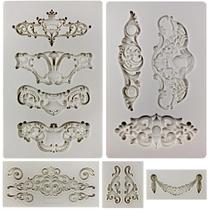 Moldes de silicone, coroa, ornamento em estilo barroco, 5 unidades FUNSHOWCASE
