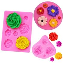 Moldes De Silicone Kit C/ 3 - Flores Rosas Margaridas Kit01