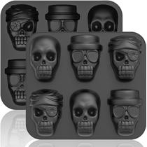 Moldes de silicone para assar HKNMTT Halloween 3D Skull Cake x2