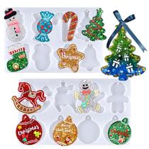 Moldes de silicone para enfeites de Natal LET'S RESIN 16 cavidades 7,5 cm Moldes de silicone para enfeites de Natal LET'S RESIN 16 cavidades 7,5 cm