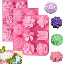 Moldes de Silicone para Sabão ROTATE COLOR Kit com 3 Peças em Formato de Flores Moldes de Silicone para Sabão ROTATE COLOR Kit com 3 Peças em Formato de Flores