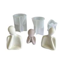Moldes De Silicone Para Velas De Retrato Familiar DIY 3D Abstrato Em Gesso Resina Concreto Sabão