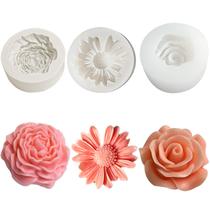 Moldes de vela ZPARNO, pacote com 3 flores de silicone para fabricação de velas