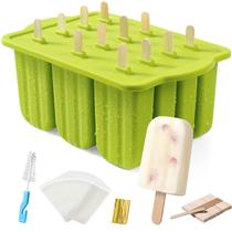 Moldes para picolé MEETRUE, 12 peças de silicone com palitos e escova Moldes para picolé MEETRUE, 12 peças de silicone com palitos e escova