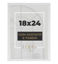 Moldura 18x24cm Com Acetato Quadros Fotografia Poster Foto - Branco