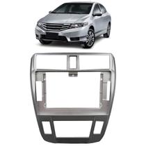 Moldura 2 Din 10" Polegadas Honda City 2008 a 2014 Ar Digital