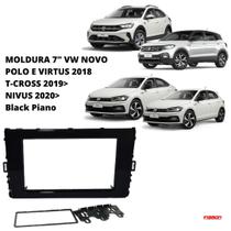 MOLDURA 2 DIN 7 POLEGADAS VW NOVO POLO E VIRTUS 2018 T-CROSS 2019 EM DIANTE NIVUS 2020 EM DIANTE Black Piano