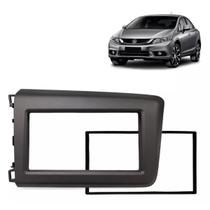 Moldura 2 Din Civic 2012 à 2016 Cinza Painel Central Multimidia 6.2 e 7 Polegadas Mp5 Som