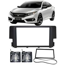 Moldura 2 Din Civic 2017 à 2021 Preta Painel Central Multimidia 6.2 e 7 Polegadas Som Mp5