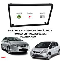 Moldura 2 Din Fiamon Honda City DX 2009 à 2012 e Honda Fit 2001 à 2012 Black Piano