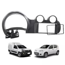 Moldura 2 Din Fiat Uno Vivace 2011 até 2014 Novo Fiorino 2015 até 2021 Japonês Chinês Grafite
