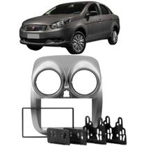 Moldura 2 Din Grand Siena 2021 Cinza Painel Central Multimidia 6.2 e 7 Polegadas Som