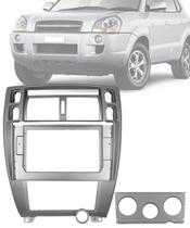 Moldura 2 Din Hyundai Tucson 10" Polegadas Prata 2007 até 2011 Ar Analógico/Ar Digital