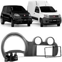 Moldura 2 Din Novo Uno Fiorino 2014 à 2021 Cinza Painel Central Multimidia Som Mp5 Expex Epx157