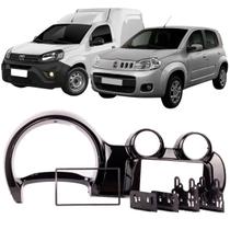 Moldura 2 Din Novo Uno Vivace Fiorino 2014 à 2021 Preta Painel Central Multimidia 6.2 e 7 Polegadas