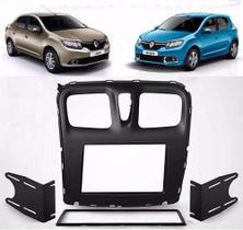 Moldura 2 Din Renault Logan Sandero 2016, 2017, 2018, 2019 - Preta