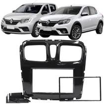 Moldura 2 Din Sandero e Logan 2015 à 2024 Black Piano Painel Central Multimidia 6.2 e 7 Polegada Mp5