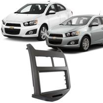 Moldura 2 Din Sonic Hatch Sedan 2012 à 2015 Cinza Grafite Painel Central Multimidia Expex Epx 120