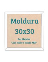Moldura 30x30 Com Vidro Fundo E Pendurador Parede Porta Retrato Foto