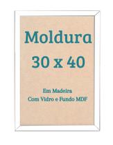 Moldura 40x30 Com Vidro P/ Parede Quadro Madeira Laqueada 30x40 - Belo Ornato