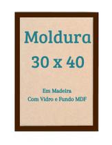 Moldura 40x30 Com Vidro P/ Parede Quadro Madeira Laqueada 30x40 - Belo Ornato