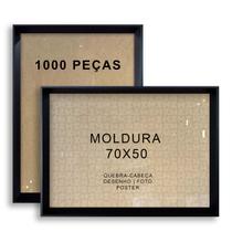 Moldura 50X70 Madeira Laca Acetinada Preta 5cm Alt Chanfrada