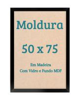 Moldura 50x75 Com Vidro Quadro 75x50 Madeira Para Foto Poster Canvas - Belo Ornato