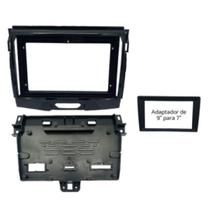 Moldura 9" e 7" Ford Ranger 2017 à 2021 Black Piano Com Suporte Para Placa Moldura 9" e 7" Ford Ranger 2017 à 2021 Black Piano Com Suporte Para Placa