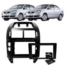 Moldura 9 e 7 Polegadas 2 Din Polo Hatch Sedan 2003 à 2011 Preta Painel Central Multimidia Expex