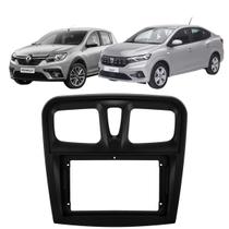 Moldura 9 Polegadas Sandero e Logan 2015 à 2024 Preta Painel Central Multimidia Som