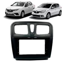 Moldura 9" renault logan 13 a 19 sandero 15 a 19 preto fosco