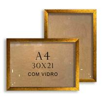 Moldura A4 Certificado Com Vidro 30x21 Foto Luxo 3 Cores