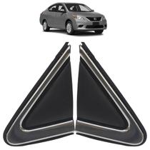 Moldura Acabamento Retrovisor Externo Versa 2011 2012 2013 2014 Preto Acabamento Liso Friso Cromado