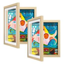 Moldura artística infantil AFEION, pacote com 2 unidades, substituível de 20 x 26 cm com dois tapetes de madeira Moldura artística infantil AFEION, pacote com 2 unidades, substituível de 20 x 26 cm com dois tapetes de madeira