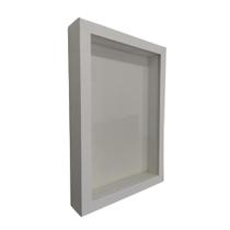 Moldura Branca Caixa Alta com vidro para Quadros Quilling e Scrapbook 15x21 com 3cm de Profundidade - MP Molduras