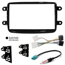 Moldura + Chicote Ligação + Adaptador Antena Renault Duster Kwid Sandero Logan Oroch - Black Piano