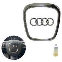Moldura Com Emblema Cromado Logo Central Interior Volante Audi S3 Q5 Q7 A3 A4 A5 A6 8P B6 B7 B8 C6