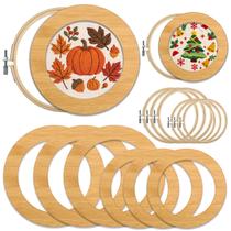 Moldura de argola bordada RattanView, madeira de 6 e 8 polegadas, 12 unidades