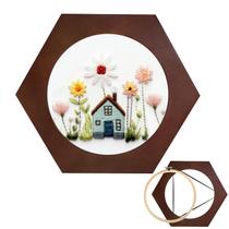Moldura de argola bordada Xembro Wood Hexágono 20cm com argola 20cm Moldura de argola bordada Xembro Wood Hexágono 20cm com argola 20cm