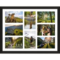 Moldura de colagem de fotos Lacopgr 4x6 8 aberturas de madeira preta