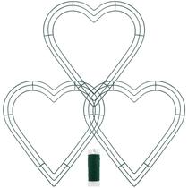 Moldura de Coroa Ruisita em Formato de Coração (35,6cm) - Verde Metálico - Pacote com 3