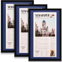 Moldura de jornal, preenchimento duplo, preenchimento duplo, 3 peças com tapete, 35x55 cm, azul escuro