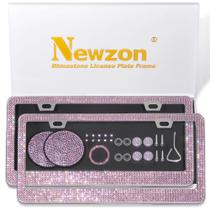 Moldura de matrícula Newzon Pink Sparkly para mulheres x2