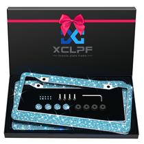 Moldura de matrícula XCLPF, aço inoxidável, strass azul Moldura de matrícula XCLPF, aço inoxidável, strass azul