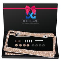 Moldura de matrícula XCLPF Sparkly Stainless Steel Bling Moldura de matrícula XCLPF Sparkly Stainless Steel Bling